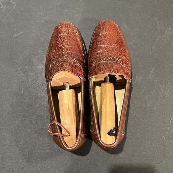 Brass Boot Loafers Men\'s 9 M Brown Leather Genuine Caiman Alligator main image 4
